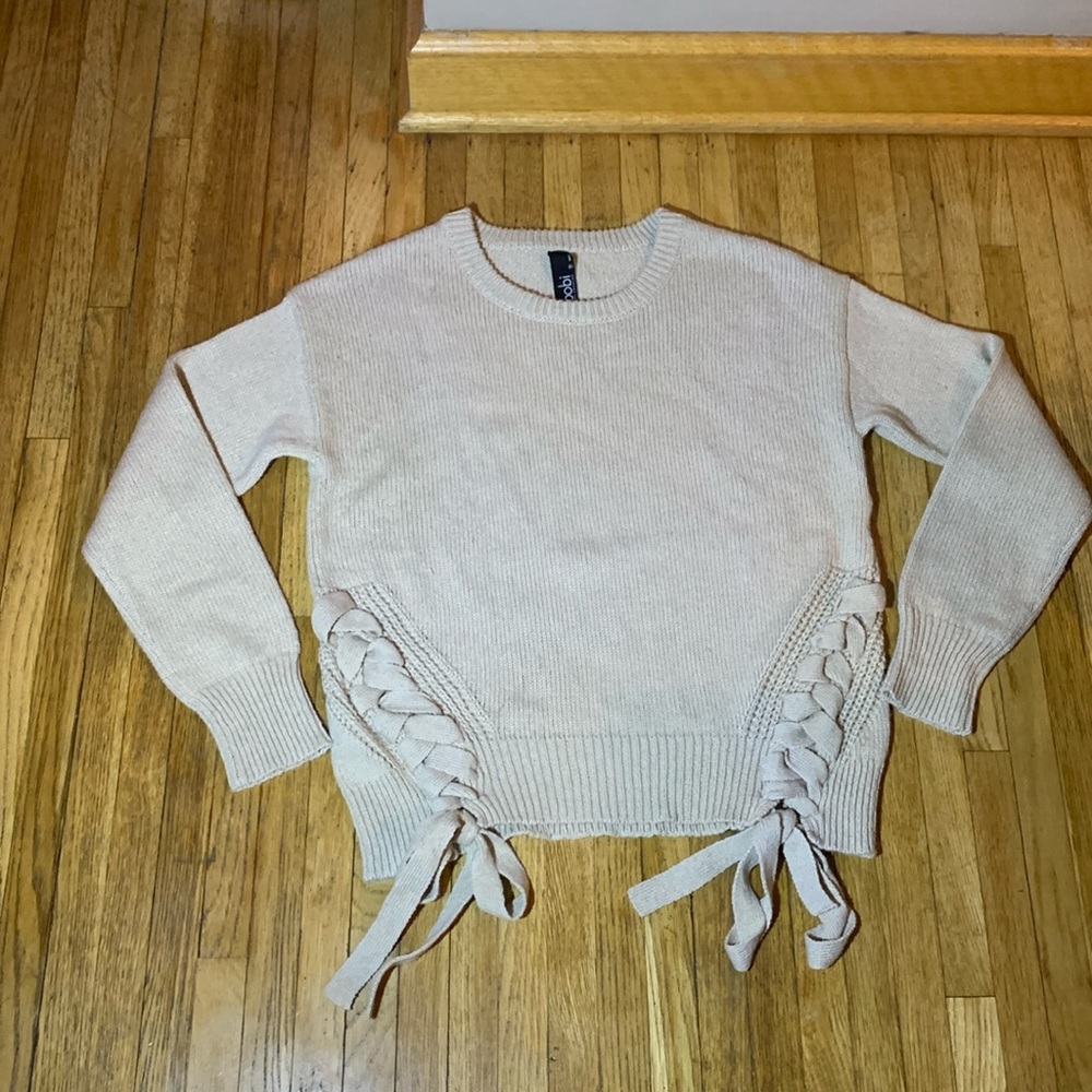 Bobi Cashmere Lace Up Sweater size small